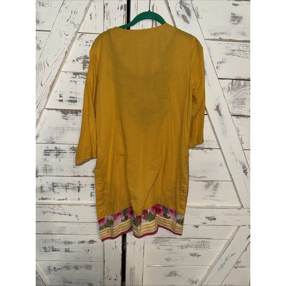 Ritu Kumar Embroidered Dress Kurta Size M Yellow Floral Boho Festival Resort - Picture 11 of 11